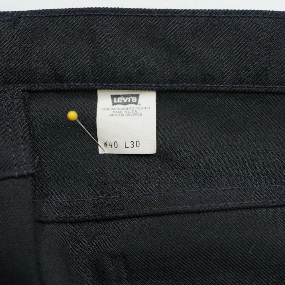 Vintage Levi's Sta-Prest Pants Mens 39X22 Black Polyester 90s VTG Black gold tab